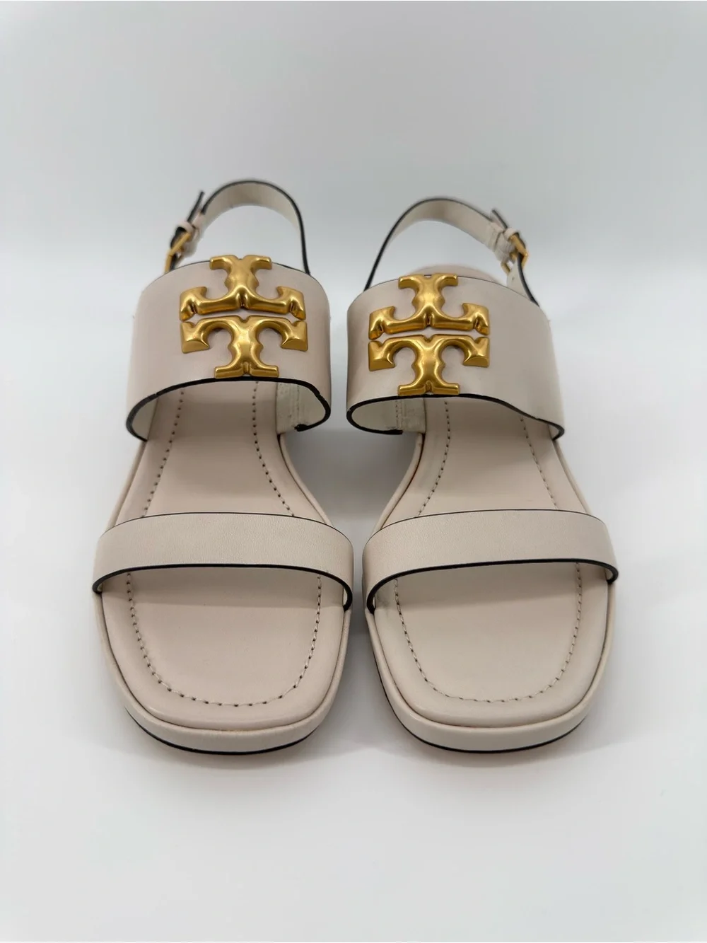 Tory Burch $348 Eleanor Heel Sandals New Ivory Cream Sz 10